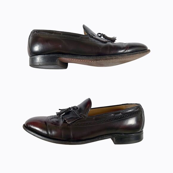 Vintage Johnston & Murphy Aristocraft Leather Loafer 11 Oxblood Tassel Wingtip - Picture 3 of 9